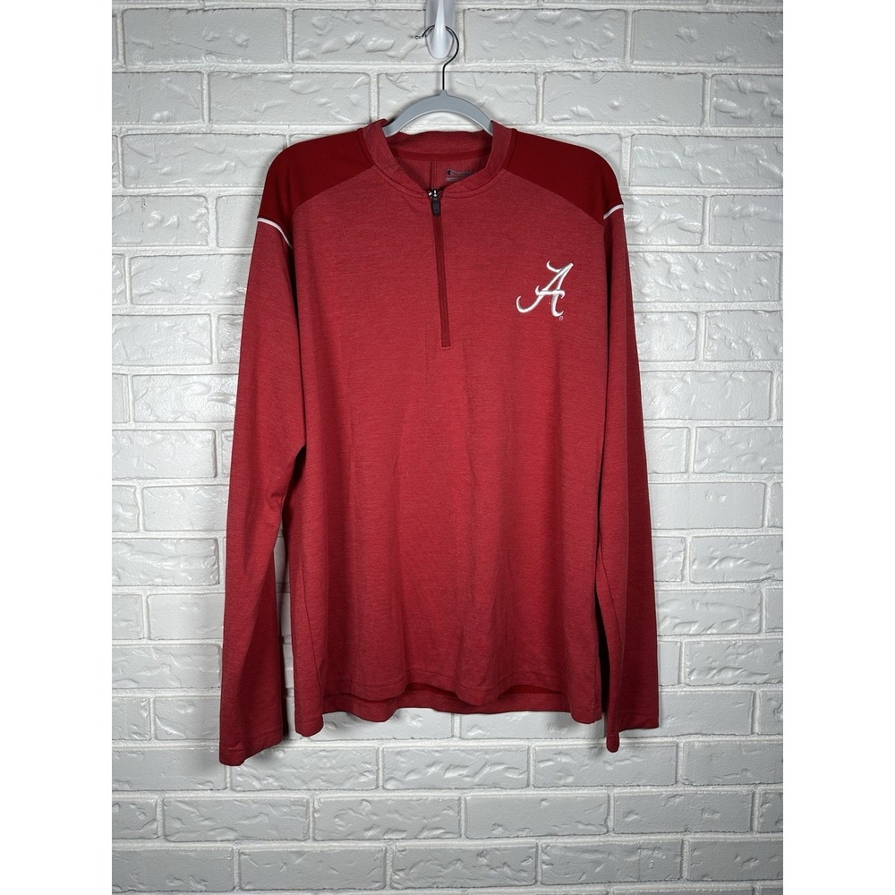 Champion 2XL Alabama Crimson Tide Red Quarter Zip Pullover Athletic Top NCAA